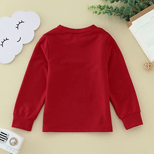 Moletom infantil infantil com estampa de letras de manga comprida para meninos e meninas com laço, V