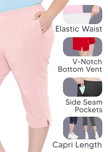 STRETCH IS COMFORT Women’s and Plus Size Cotton Straight Leg Cropped Pants with Pockets | Soft and Casual | S-5XL4