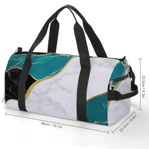 Fashion Travel Weekender Duffle Bag Sport Beach Yoga Overnight Luggage Bag Blue Turquoise Gray White Gold Black Marble2