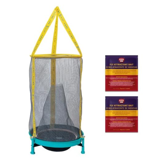 Flies Inn EZ Fly Cage Ranch Fly Trap with 2 Flies Inn Fly Attractant Bait Refill, Low Odor, Reusable, Built to Last for Years