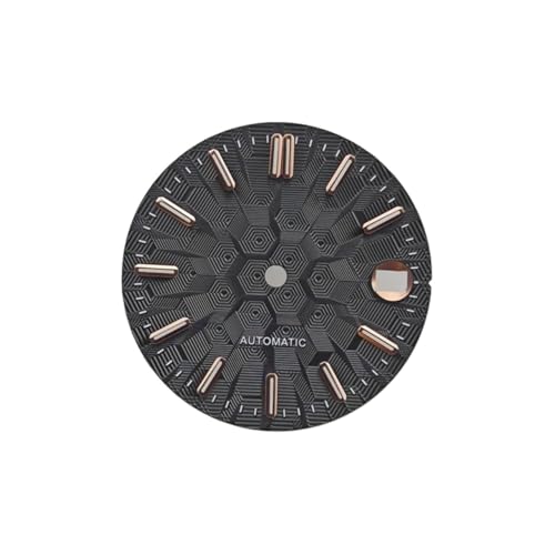 ZHGUIMING NH35 ���v�̕����ՂƐj 28.5mm �􉽊w�I�`�� �e�N�X�`�������� �O���[�� ������v�A�N�Z�T���[ NH35 ���[�u�����g�p(Black Rose scale)