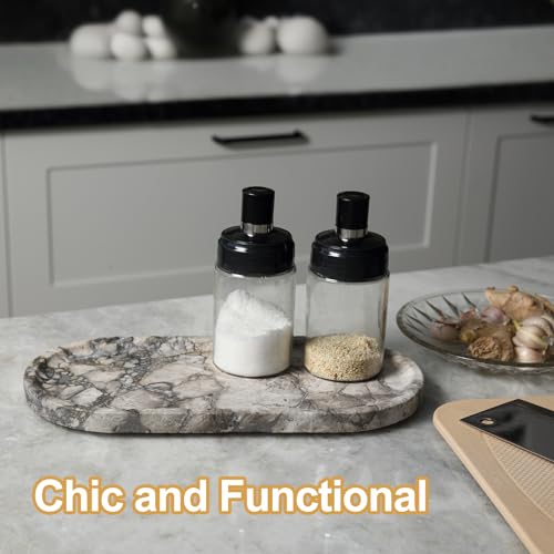Image of Koville Turkish Natural Travertine Tray, 12 inchx6 inch Vanity Decorative Tray for Countertop Organizer, Catchall Tray for Perfume, Candles, Jewelry Dish