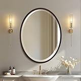 OVALCREST - Oval Wooden Beveled Wall Mirror for Home Decor, Bathroom, Vanity, Bedroom, Living Room, Hallway - London Style (Rubbed Bronze) 21.1 x 17.1