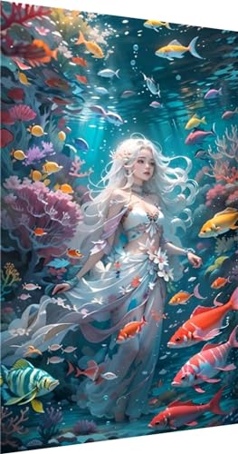 Broderie Diamant kit complet poisson et sirène 5D peinture diamant adulte 80x160