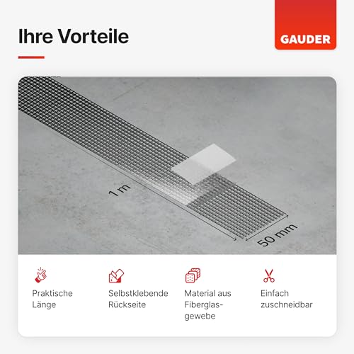 GAUDER Fliegengitter Reparatur Klebeband - Insektenschutz Reparatur Set aus Glasfaser selbstklebend - Reparaturpflaster für Fliegengitter Tür und Fenster (1 m x 50 mm - schwarz)