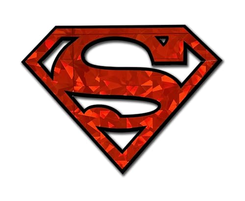 Image of Elektroplate Superman Logo Reflective Car Decal Red 3.85 inch | Officially Licensed DC Comics - Weatherproof Automotive Grade Sticker - Water Bottle, Laptop & More - Made in the USA