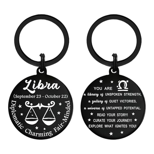 Tangvo Libra Zodiac Sign Keychain - Libra Birthday Gifts - Libra Zodiac Gifts for Women Men