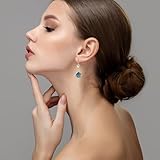 Aliyoham Blue Sapphire Dangle Earrings for Women | 18K Gold Plated Drop Earrings with Pink Crystal, Handmade Hypoallergenic Jewellery Gift - Image 3