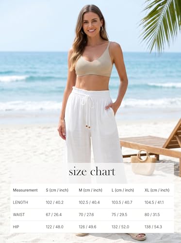 Image of CUPSHE Women's Wide Leg Beach Pants - Tropical Floral with Pockets Plus Size Casual Flowy Vacation Bottoms