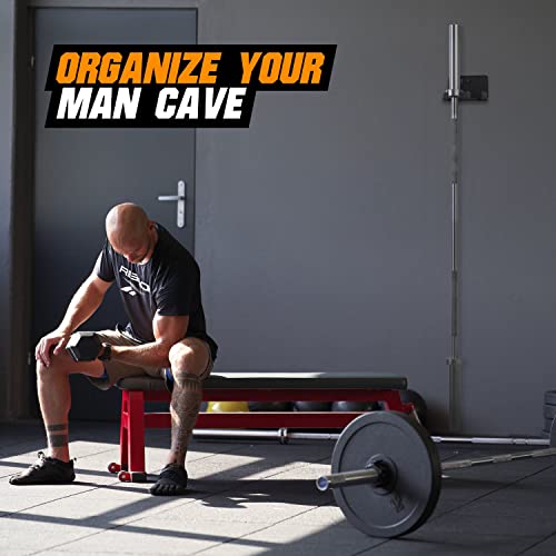 X3M Double Vertical Barbell Holder Wall Mount, Weight Storage, Bar Stand Rack, Gym Organizer Hanger With Protective Uhmw Plastic Layer For Standard, Olympic, Hex, Curl Bars, For Home, Garage,Training #TOP2