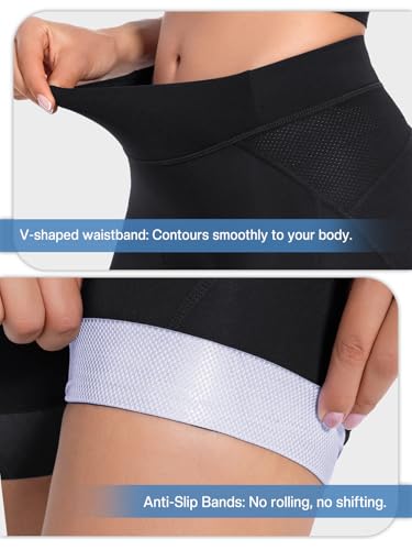 ARSUXEO Roupa íntima feminina acolchoada 4D para ciclismo, shorts de ciclismo, preto, médio