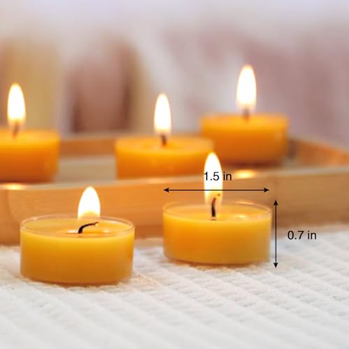 Sviccookq CHALA28 28Pcs Yellow Candles Beeswax Tealights Smokeless 4 Hour Burn Time Unscented Natural Beeswax Tea Lights,Perfect thumb #4
