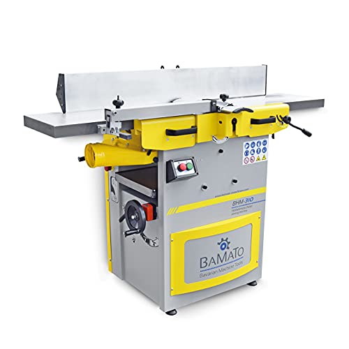 BAMATO Abricht- und Dickenhobelmaschine BHM-310 | (400V) | Messerwelle mit 3 HSS-Hobelmessern | 300mm Hobelbreite | Feinjustierung Abrichttische | Dickenhobelmaschine Hobel
