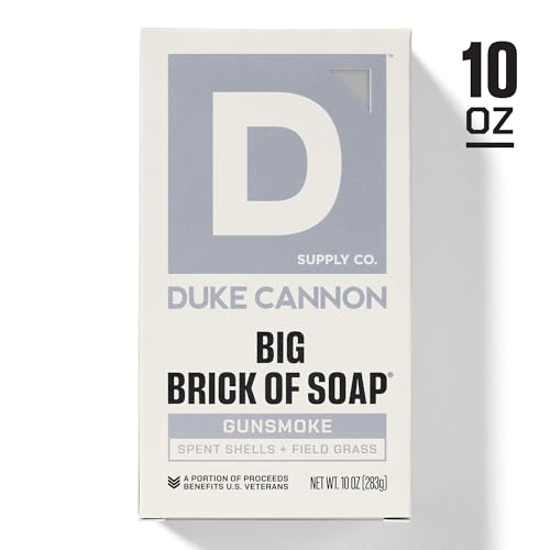 Image of Duke Cannon Supply Co. Big Brick of Soap Bar for Men Gun Smoke (Wood, Bourbon & Leather) Multi-Pack - Superior Grade, Extra Large, Masculine Scents, All Skin Types, Paraben-Free, 10 oz (3 Pack)