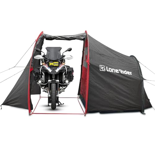 MotoTent Motorcycle Tent - Fully Waterproof 2 Person Tunnel Shelter with Bike Garage - Easy Setup Ultralight Dome for Touring & Hiking - Includes Carry Bag, Groundsheet and Pegs