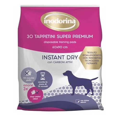 Inodorina Tappetini Instant Dry 30 Pz da 60x90cm Super Premium Assorbenti con Carboni Attivi