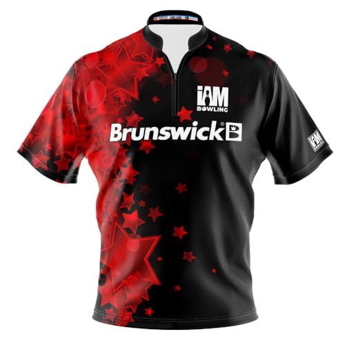 Logo Infusion I AM Bowling Jersey Short Sleeve Sash Collar 2136-BR Made in USA Brunswick (US, Alpha, Large, Regular, Regular, Polyester) Multicolored