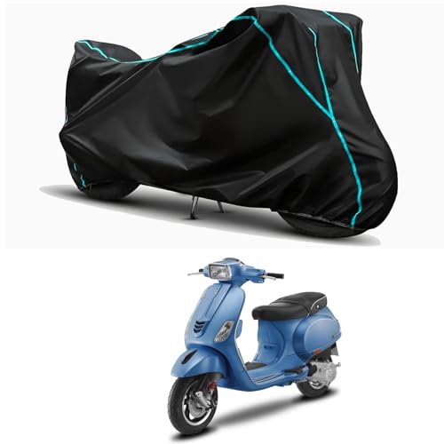 Image of Waterproof Bike Body Cover Compatible for | Vespa SXL 150 | Taffeta Fabric, Sky Piping Design, Bottom Elastic Fit | Dustproof, Sun UV & Rain Protection for All Weather.