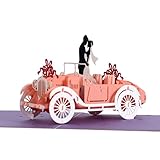 CUTE POPUP - Wedding Pop Up Card with Bride and Groom in Wedding Car Design, Anniversary Card,...