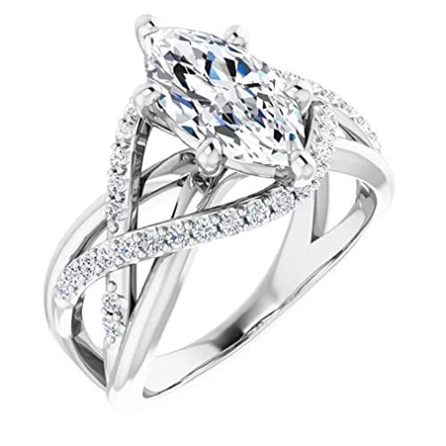 Jeweleryium 5 Ct Marquise Cut Colorless Moissanite Engagement Ring, Wedding/Bridal Ring Set, Solitaire Halo Style, Solid Sterling Silver Vintage Antique Anniversary Promise Ring Gifts For Her (7) #TOP2