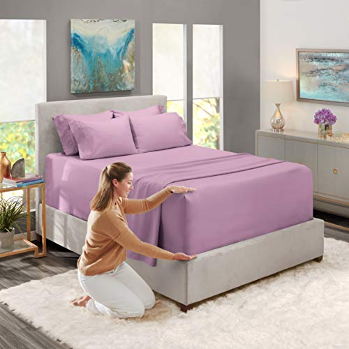 Hearth & Harbor Extra Deep Pocket Sheets - Fits Mattress 18-24 Inches Deep - Extra Deep Pocket Queen Sheets Sets - 6 Piece Queen Size Sheets - Queen Sheets Deep Pocket - Lavender Dream Sheets #TOP2