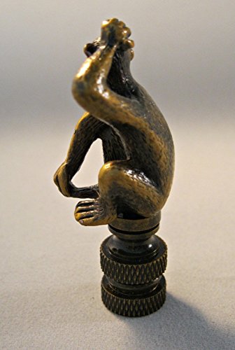 Image of Lamp Finial-Monkey-Aged Brass Finish, Highly Detailed Metal Casting