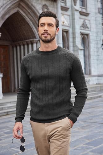 Coofandy Men Crewneck Pullover Sweater Business Casual Sweater Lightweight Knit Sweater Dark Gray thumb #3