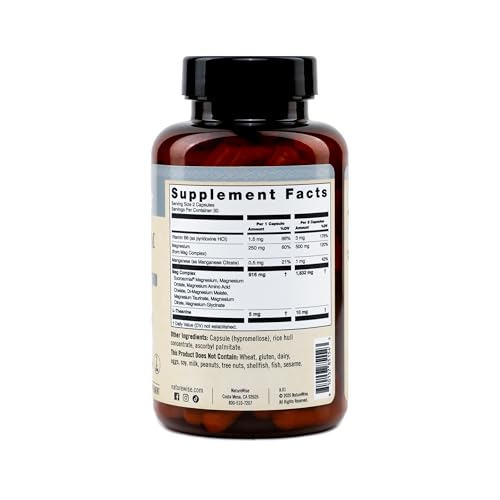 Image of NatureWise Magnesium Complex 500mg - 7 Type with Magnesium Glycinate, Citrate, Malate, Sucrosomial & More - Added L-Theanine - Sleep, Heart Function, & Muscle Support - 60 Capsules[30-Day Supply]