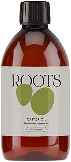Roots Organic Castor Oil. Suitable for Vegans & Cruelty Free. Full of Essential Fatty acids with Anti-inflammatory Properties. Nourishes Skin and Promotes Healthy and Shiny Hair