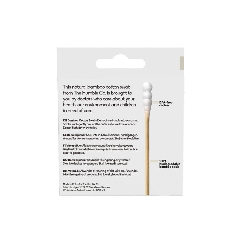 The Humble Co. Humble Brush Bamboo Cotton Swabs Spiral White- Spiral Kulak Çubuğu Beyaz, Çevre dostu pamuklu kulak çubukları, plastik içermeyen ambalaj, doğal renkli pamuktan kulak çubukları