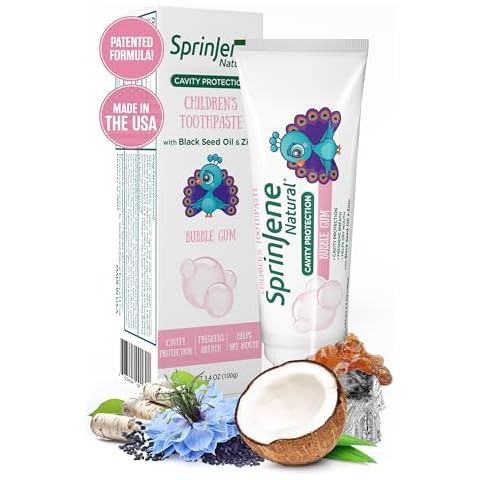 SprinJene Natural Kids Toothpaste, Bubblegum | Natural Children’s Toothpaste for Cavity Protection | Fluoride Toothpaste for Toddlers | 1 Pack Cover