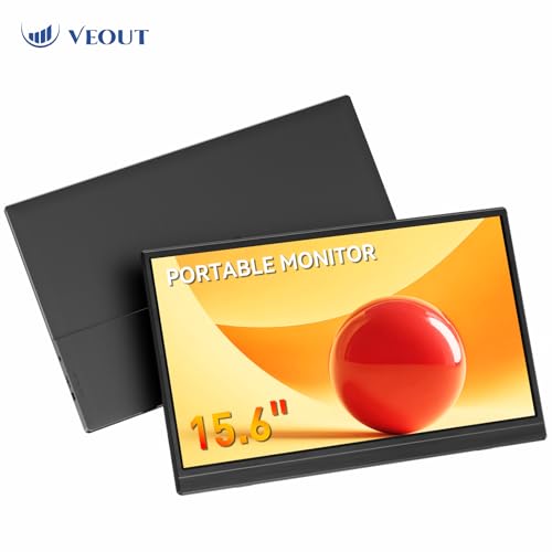 Image of Veout Portable Monitor 15.6-inch, 1080P USB-C HDMI Ultra-Slim Travel Monitor with Kickstand, Eye Care, External Second Screen for Laptop PC MAC Phone PS4 /5 Xbox Switch