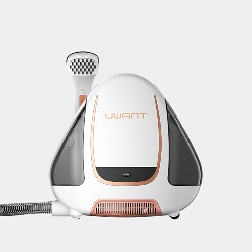 uwant Portable Carpet & Upholstery Cleaner Machine, 15Kpa Powerful Suction Small Handheld Cleaner, Carpet Shampooer for Rug, Couch, Furniture, Pet Stains, Car, Auto Detailer, B100, White and Orange