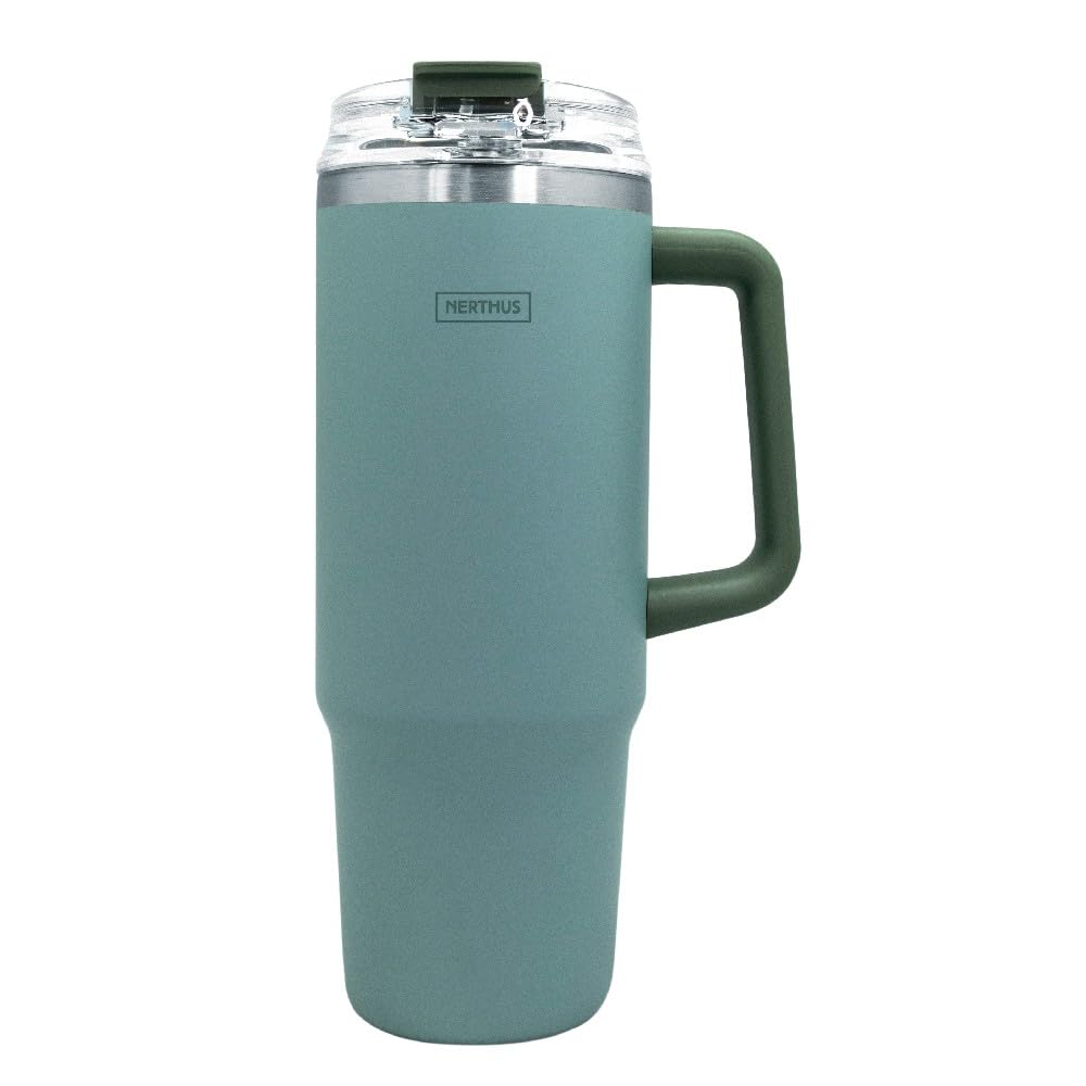 NERTHUS FIH 1440 Thermal Cup 900 ml with Airtight Lid – Includes Straw and Stopper for Drinking, Durable Insulation