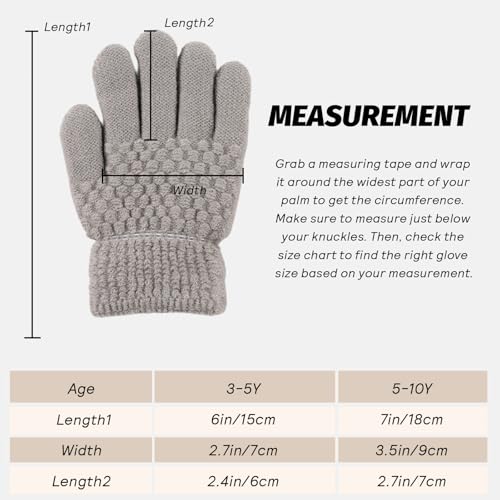 Image of JANGANNSA Cold Weather Kids Gloves Warm Knitted Children Magic Glove With Fleece Lining Winter Gloves For Boys Girls