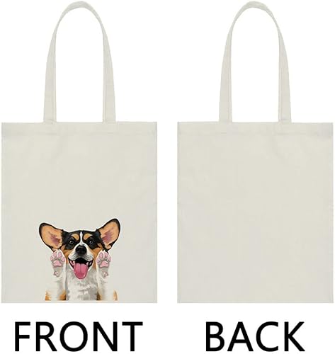 Vista 116 de WIRESTER Bolsa de lona reutilizable para mujeres y niñas, bolsa de compras de comestibles, bolsa de hombro, bolsa de viaje, animal de perro y gato