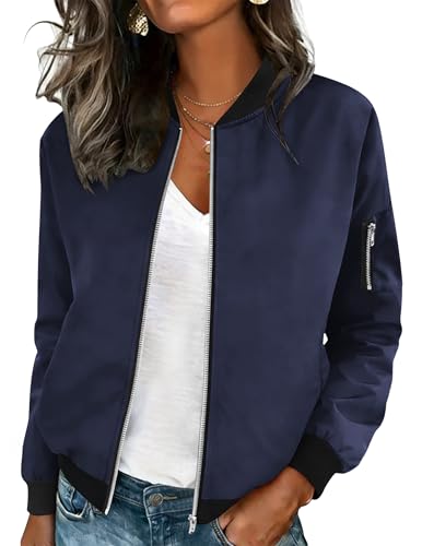 HOTOUCH Women Jacket Casual Zip Up Lightweight Coats Long Sleeve Work Clothes With Pockets XL