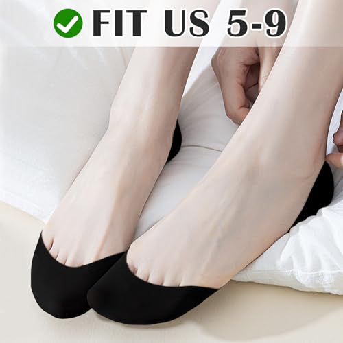 Image of No Show Socks with Invisible Sling Back Womens, 6 Pairs Low Cut Half Toe Topper Socks with Non-Slip Straps for Heels