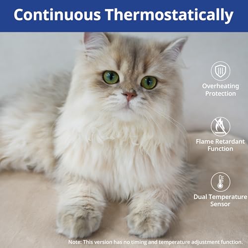 NICREW Haustier Heizkissen für Katze Hund 40x45 cm, Konstante Temperatur Elektrisches Heizkissen mit Anti-Bite-Schlauchwickel Kabel, Khaki, 30 W