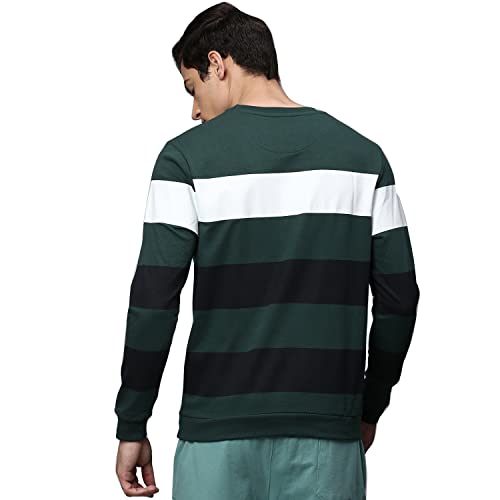 Image of Hubberholme Women's Winter Wear Cotton Blend Striped Crew Neck Pullover Sweatshirt