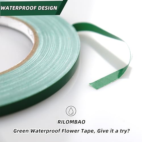 image for RILOMBAO 2 PCS Green Floral Tape, 0.25
