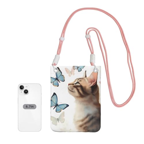 Leather Mini Crossbody Phone Bag, Neck Strap Card Pouch Phone Android4