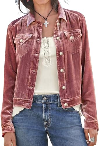 Women's Solid Color Long Sleeve Velvet Jacket Fashion Casual Buckle Short Coat With Pockets Outerwear