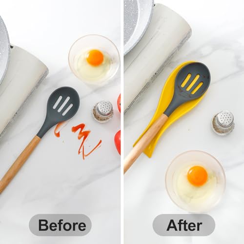 Image of Hasense Ceramic Spoon Holder for Stove Top, Large Cooking Heat-Resistant Spoon Rest for Kitchen Counter, 8.7 Inch Utensil Rest for Spatula, Ladle and Tong, Microwave Safe and Dishwasher Safe, Yellow