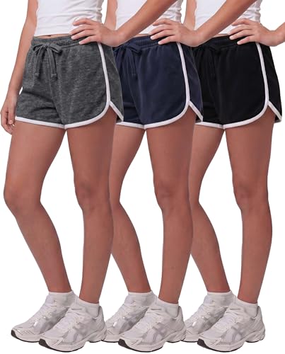 Image of Real Essentials 3 Pack: Girls Fleece Dolphin Shorts Athletic Running Soccer Basketball Sleep Lounge Casual Cozy