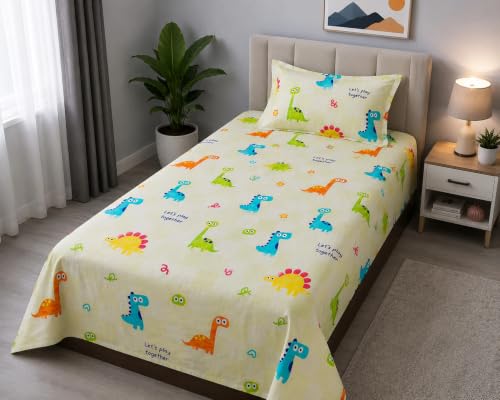 Image of COZY FURNISH Single Bedsheet Set for Single Bed, 60 x 90 Inches with 1 Pillow Cover, Soft Microfiber Cotton Fabric