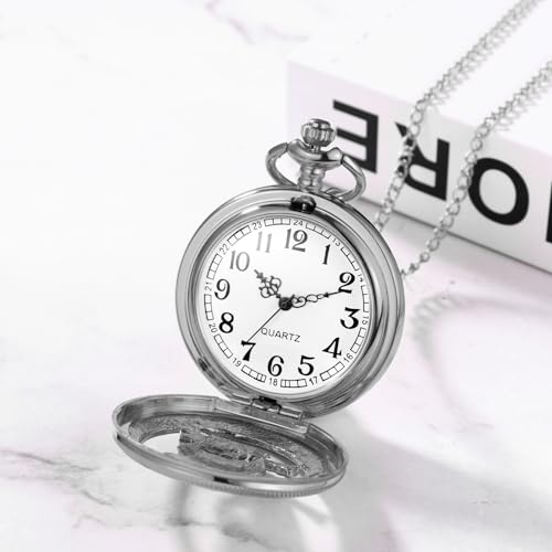 Image of JewelryWe Vintage Pocket Watch Cool Gear Steampunk Retro Pendant Necklace Watches for Men Women Halloween Costumes Daily and Office
