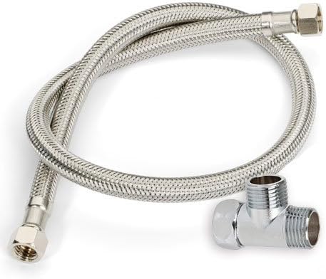 Metal braided water supply hose and T-adapter valve