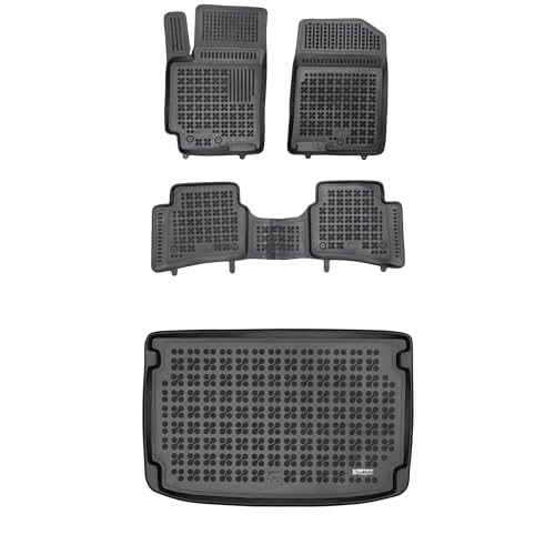 Tapis de voiture Kia Stonic en caoutchouc - Kit complet sol et coffre de protection pour voyage
