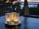 Jinfa 3er-Set Windlichter Teelichtglas mit Spiegelplatte Teelichthalter Kerzenglas Kerzentablett | Antikgold